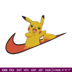 Pikachu x nike Embroidery Design, Pokemon Embroidery, Embroidery File, Nike Embroidery, Anime shirt, Digital download.