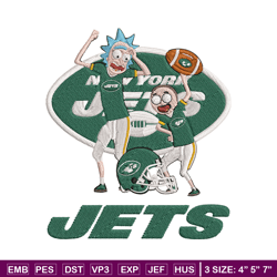 Rick and Morty New York Jets embroidery design, New York Jets embroidery, NFL embroidery, logo sport embroidery.