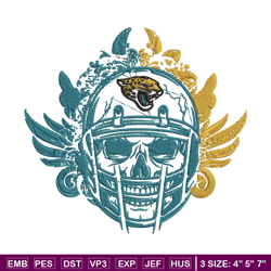 Skull Helmet Jacksonville Jaguars embroidery design, Jacksonville Jaguars embroidery, NFL embroidery, sport embroidery.