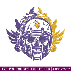 Skull Helmet Minnesota Vikings embroidery design, Minnesota Vikings embroidery, NFL embroidery, Logo sport embroidery. (