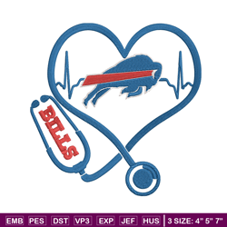 Stethoscope Buffalo bills embroidery design, Bills embroidery, NFL embroidery, logo sport embroidery, embroidery design.