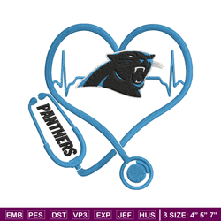 Stethoscope Carolina Panthers embroidery design, Carolina Panthers embroidery, NFL embroidery, logo sport embroidery