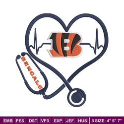Stethoscope Cincinnati Bengals embroidery design, Cincinnati Bengals embroidery, NFL embroidery, logo sport embroidery.