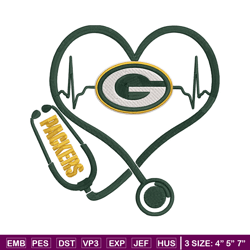 Stethoscope Green Bay Packers embroidery design, Packers embroidery, NFL embroidery, sport embroidery, embroidery design