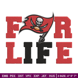 Tampa Bay Buccaneers For Life embroidery design, Buccaneers embroidery, NFL embroidery, logo sport embroidery.