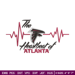 The heartbeat of Atlanta Falcons embroidery design, Atlanta Falcons embroidery, NFL embroidery, logo sport embroidery.