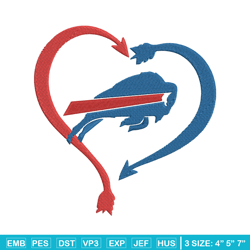 Buffalo Bills Heart embroidery design, Buffalo Bills embroidery, NFL embroidery, sport embroidery, embroidery design. (3