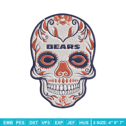 Chicago Bears Skull embroidery design, Chicago Bears embroidery, NFL embroidery, sport embroidery, embroidery design.