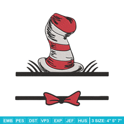 dr seuss hat embroidery design, cat in the hat embroidery, embroidery file, logo shirt, digital download.