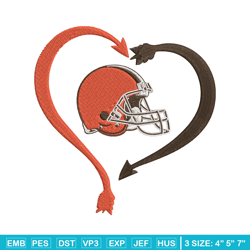 Heart Cleveland Browns embroidery design, Browns embroidery, NFL embroidery, sport embroidery, embroidery design.