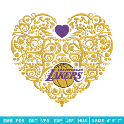 Los angeles lakers heart embroidery design, NBA embroidery, Sport embroidery, Embroidery design, Logo sport embroidery