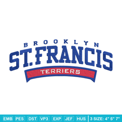 St Francis Brooklyn logo embroidery design, Sport embroidery, logo sport embroidery, Embroidery design, NCAA embroidery