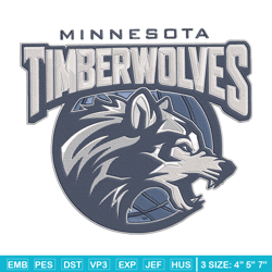 Timberwolves design embroidery design, NBA embroidery, Sport embroidery, Embroidery design, Logo sport embroidery.