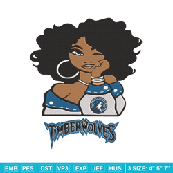 Timberwolves girl embroidery design, NBA embroidery, Sport embroidery, Embroidery design,Logo sport embroidery