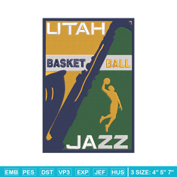 Utah Jazz logo embroidery design, NBA embroidery, Sport embroidery,Embroidery design, Logo sport embroidery
