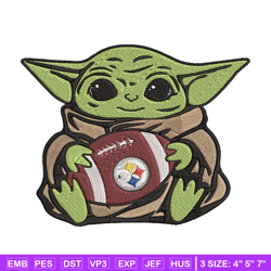 Baby Yoda Pittsburgh Steelers embroidery design, Pittsburgh Steelers embroidery, NFL embroidery, logo sport embroidery.