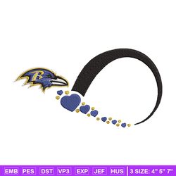 Baltimore Ravens Heart Football embroidery design, Baltimore Ravens embroidery, NFL embroidery, logo sport embroidery.