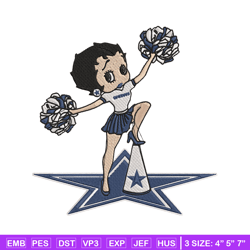 Cheer Betty Boop Dallas Cowboys embroidery design, Dallas Cowboys embroidery, NFL embroidery, logo sport embroidery.