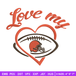 Cleveland Browns Love My embroidery design, Browns embroidery, NFL embroidery, sport embroidery, embroidery design.