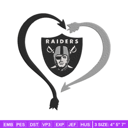 Heart Las Vegas Raiders embroidery design, Raiders embroidery, NFL embroidery, logo sport embroidery, embroidery design.