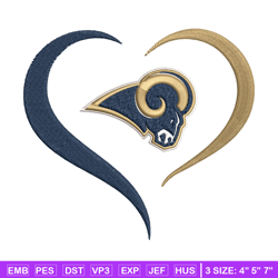 Los Angeles Rams Heart embroidery design, Rams embroidery, NFL embroidery, logo sport embroidery, embroidery design