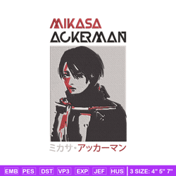 Mikasa Ackerman Embroidery Design, Aot Embroidery, Embroidery File,Anime Embroidery, Anime shirt, Digital download.