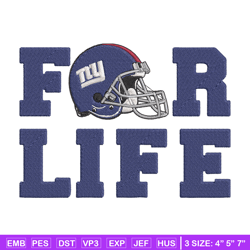 New York Giants For Life embroidery design, New York Giants embroidery, NFL embroidery, logo sport embroidery.