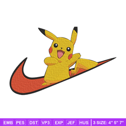 Pikachu x nike Embroidery Design, Pokemon Embroidery, Embroidery File, Nike Embroidery, Anime shirt, Digital download.