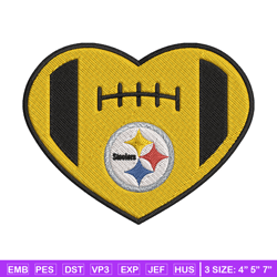 Pittsburgh Steelers Heart embroidery design, Steelers embroidery, NFL embroidery, sport embroidery, embroidery design. (
