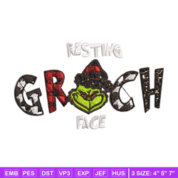 Resting Grinch Face Embroidery design, Grinch christmas Embroidery, Grinch design, Embroidery File, Instant download.