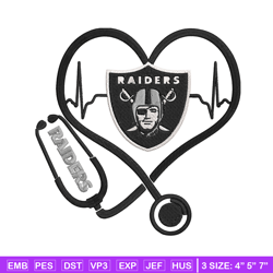 Stethoscope Las Vegas Raiders embroidery design, Las Vegas Raiders embroidery, NFL embroidery, logo sport embroidery.
