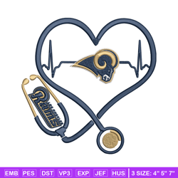 Stethoscope Los Angeles Rams embroidery design, Rams embroidery, NFL embroidery, sport embroidery, embroidery design.