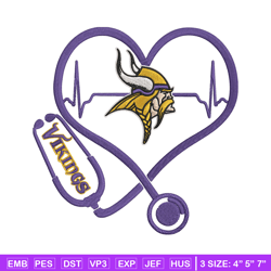 Stethoscope Minnesota Vikings embroidery design, Minnesota Vikings embroidery, NFL embroidery, Logo sport embroidery.