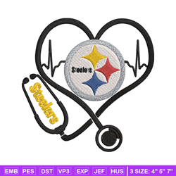 Stethoscope Pittsburgh Steelers embroidery design, Pittsburgh Steelers embroidery, NFL embroidery, logo sport embroidery