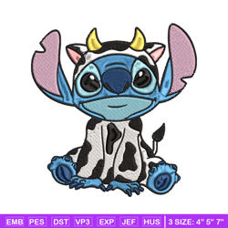 Stitch Cow Embroidery Design, Stitch Embroidery, Embroidery File, Cartoon shirt, Embroidery design, Digital download.