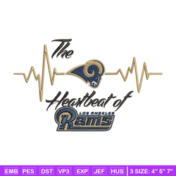 The heartbeat of Los Angeles Rams embroidery design, Los Angeles Rams embroidery, NFL embroidery, logo sport embroidery.