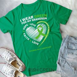 Grandma Grandpa Gift Green Grandson Cerebral Palsy Awareness Unisex T-shirt