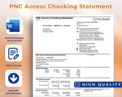 Editable PNC Bank Statement Template Customizable
