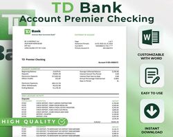 Editable TD Bank Statement Template Customizable Easy to Edit