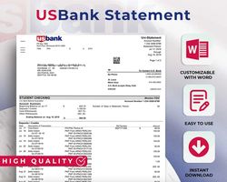Editable US Bank Statement Template Fully Editable Personal Bank Template