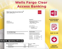 Editable Wells Fargo Bank Personal Checking Statement Template