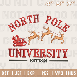 North Pole University Embroidery Machine Design, Christmas Embroidery Design, Instant Download