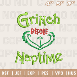 Grinch Before Naptime Embroidery Machine Design, Christmas Embroidery Design, Instant Download