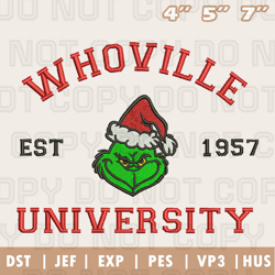 Whoville University Grinch Embroidery Machine Design, Christmas Embroidery Design, Instant Download