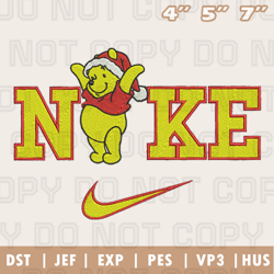 Nike Winnie The Pooh Christmas Embroidery Machine Design, Christmas Embroidery Design, Instant Download
