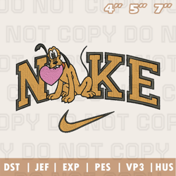 Nike Pluto Love Heart Embroidery Machine Design, Nike Embroidery Design, Instant Download