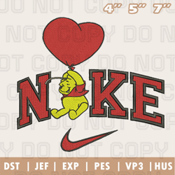 Nike Winnie The Pooh Embroidery Machine Design, Nike Embroidery Design, Instant Download