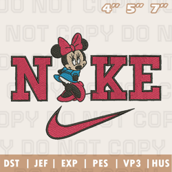 Nike Minnie Mouse Embroidery Machine Design, Nike Embroidery Design, Instant Download