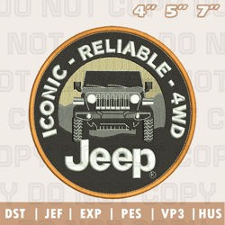Open Road Brands Jeep Iconic Reliable 4WD Embroidery Machine Design, Transport Embroidery Design, Instant Download