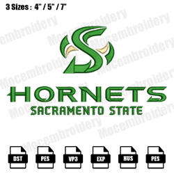Sacramento State Hornets Embroidery Design, Ncaa Teams Embroidery Design, Instant Download